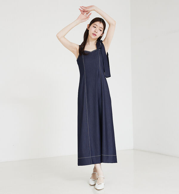 SELFIST「デニムライクリボン付ワンピース」|ワンピース|