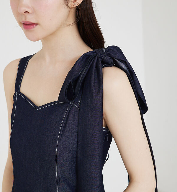 SELFIST「デニムライクリボン付ワンピース」|ワンピース|