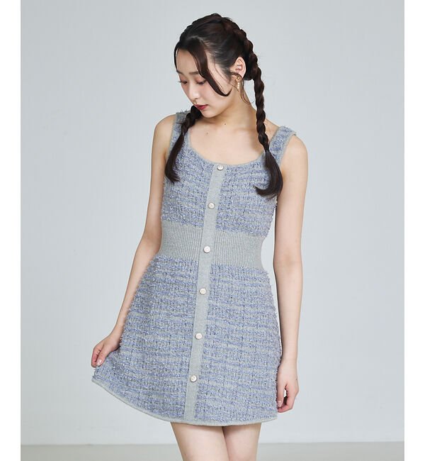 SELFIST「ラメフリンジミニワンピース」|ワンピース|グレー