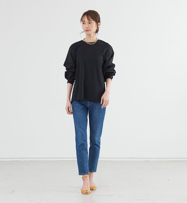 abahouse mavie「袖ボリュームコンビプルオーバー」|Tシャツ・カットソー|