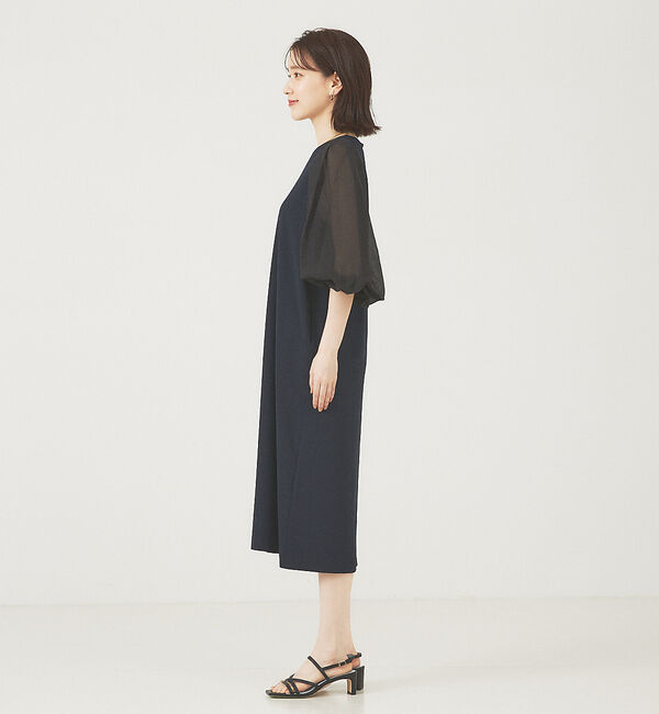 abahouse mavie「【エニデイカセット】シアー袖切替ワンピース」|ワンピース|