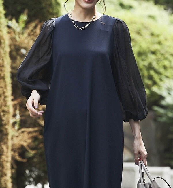 abahouse mavie「【エニデイカセット】シアー袖切替ワンピース」|ワンピース|