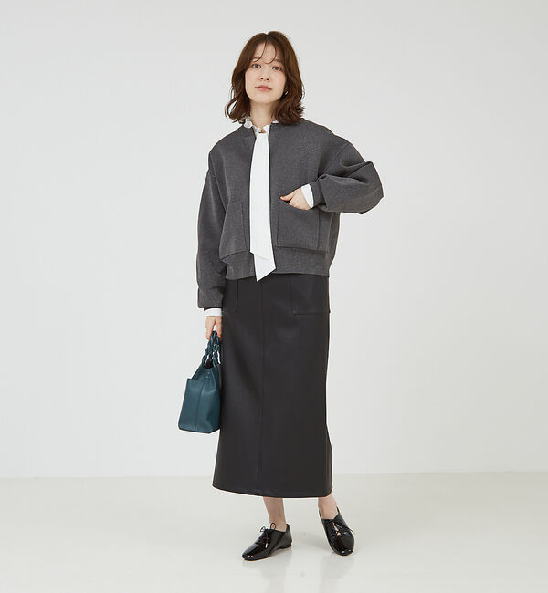 abahouse mavie「フェイク（スエード＆レザー）ロングタイトスカート」|スカート|