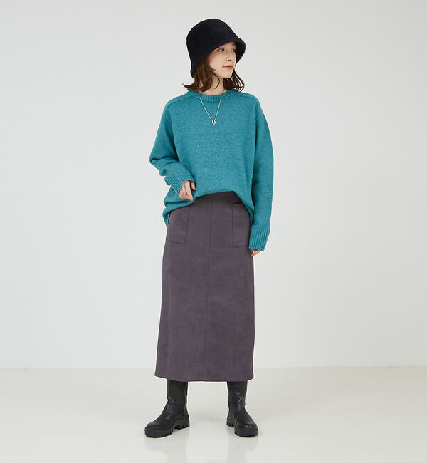 abahouse mavie「フェイク（スエード＆レザー）ロングタイトスカート」|スカート|