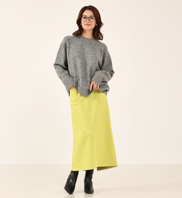 abahouse mavie「フェイク（スエード＆レザー）ロングタイトスカート」|スカート|