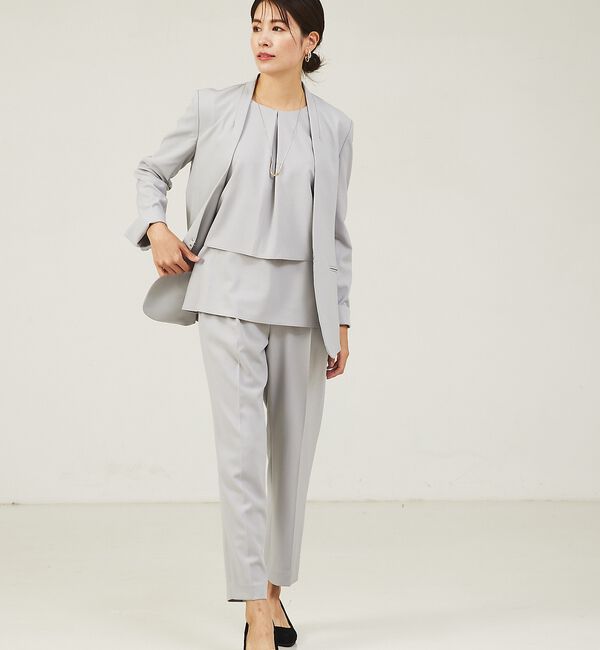 abahouse mavie「【エニデイカセット】ノーカラージャケット＆バックフレアパンツセットアップ」|スーツ|