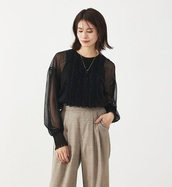 abahouse mavie「チュールブラウス(タンク付き)」|シャツ・ブラウス|