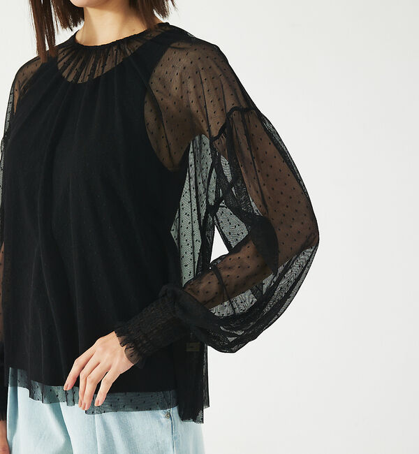 abahouse mavie「チュールブラウス(タンク付き)」|シャツ・ブラウス|