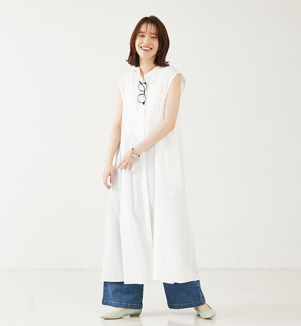 abahouse mavie「【大人のいちまんワンピ】ブロードノースリシャツワンピ」|ワンピース|