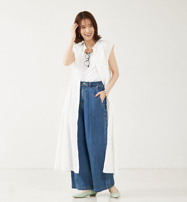 abahouse mavie「【大人のいちまんワンピ】ブロードノースリシャツワンピ」|ワンピース|