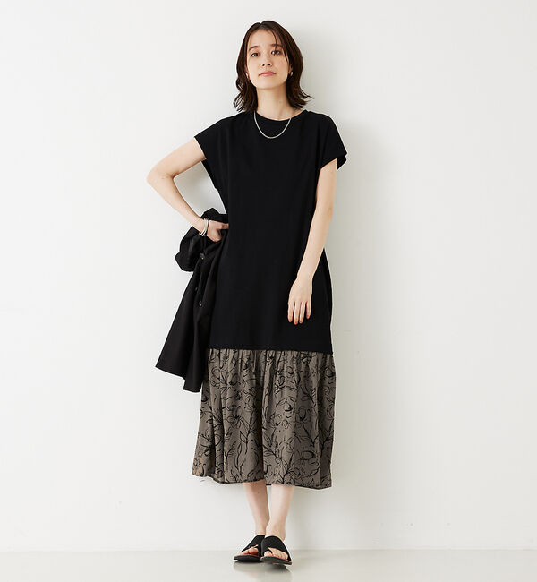 abahouse mavie「【大人のいちまんワンピ】プリントコンビワンピ」|ワンピース|