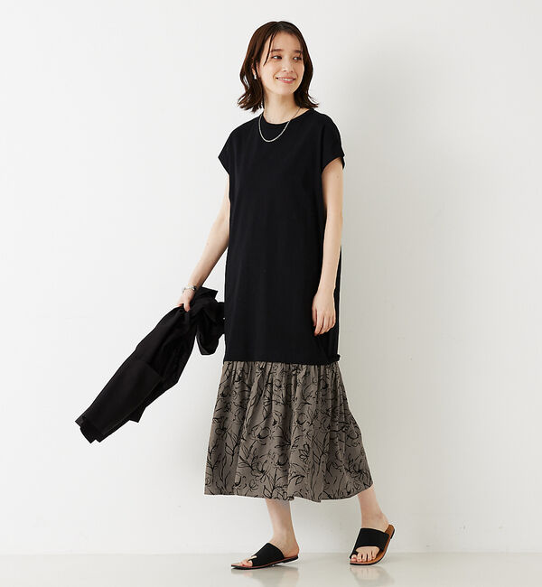 abahouse mavie「【大人のいちまんワンピ】プリントコンビワンピ」|ワンピース|