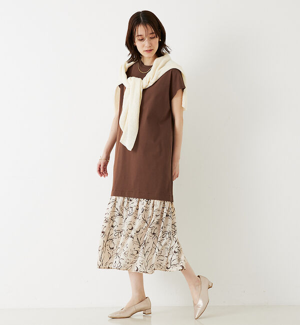 abahouse mavie「【大人のいちまんワンピ】プリントコンビワンピ」|ワンピース|