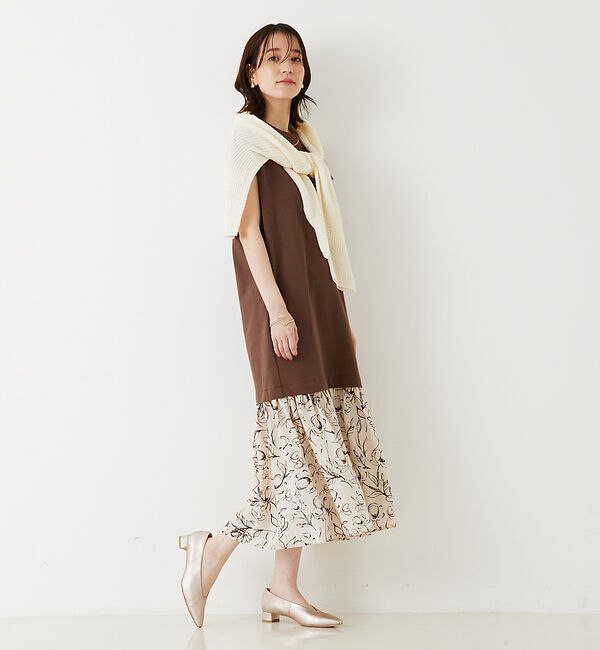 abahouse mavie「【大人のいちまんワンピ】プリントコンビワンピ」|ワンピース|