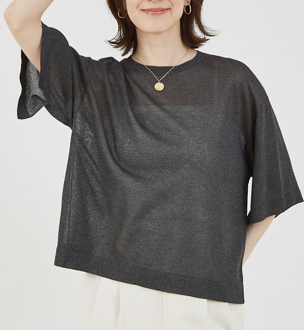 abahouse mavie「シアーニットプルオーバー」|ニット・セーター|チャコールグレー