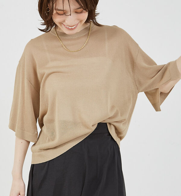 abahouse mavie「シアーニットプルオーバー」|ニット・セーター|ベージュ