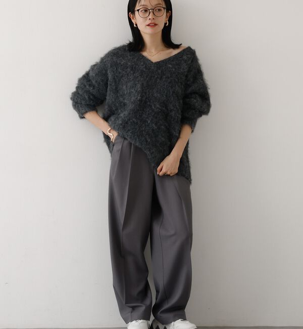 abahouse mavie「【後ろウエストゴム】タックワイドスラックス　m_01/シーズンレス/メンズライク」|その他|