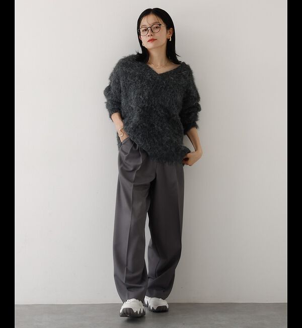 abahouse mavie「【後ろウエストゴム】タックワイドスラックス　m_01/シーズンレス/メンズライク」|その他|