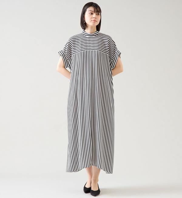 TIARA「ストライププリントバイカラーベルトワンピース」|ワンピース|