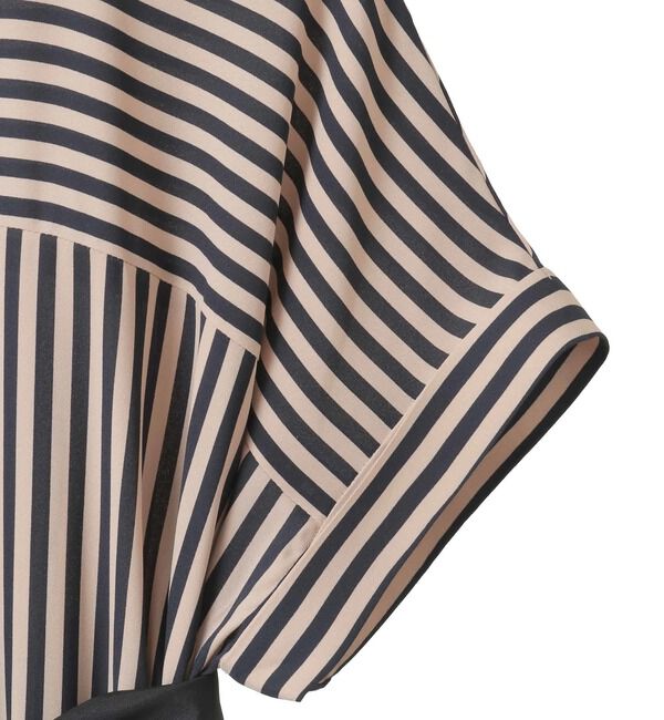 TIARA「ストライププリントバイカラーベルトワンピース」|ワンピース|