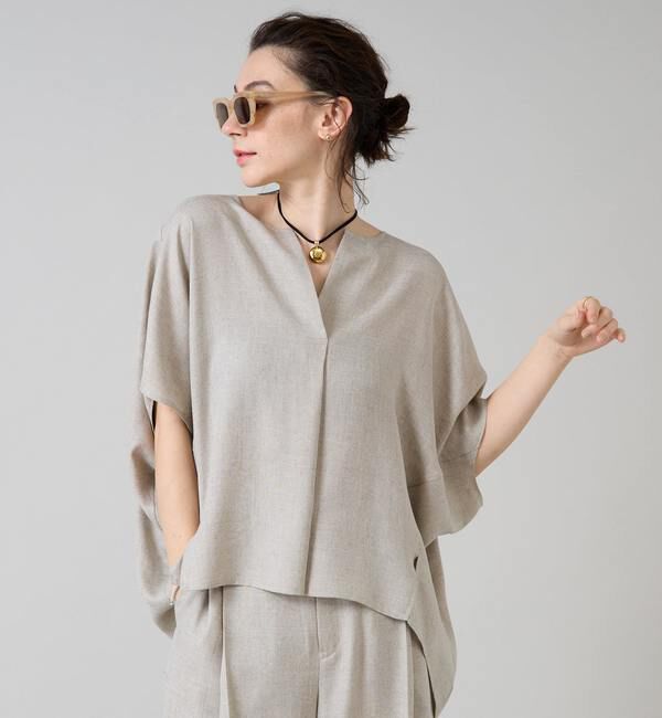 Liesse「《 定番 》トリアセ混スキッパードルマンブラウス」|シャツ・ブラウス|