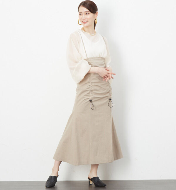 Soffitto「ドローストリングキャミワンピース」|ワンピース|グレイッシュベージュ