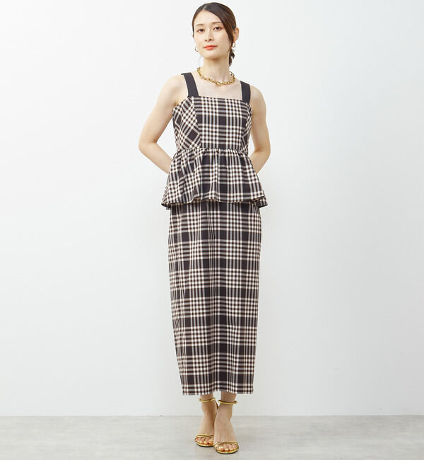 Soffitto「ノースリーブチェック柄ワンピース」|ワンピース|ブラック系その他