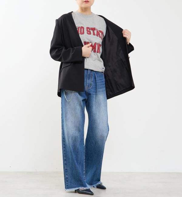 Soffitto「《2WAYストレッチ・紫外線防止・接触冷感》ノーカラージャケット」|ノーカラージャケット|