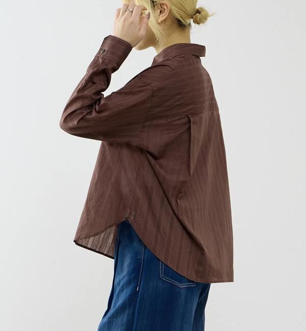 SOFFITTO「オーガニックコットンレースアップストライプブラウス」|シャツ・ブラウス|