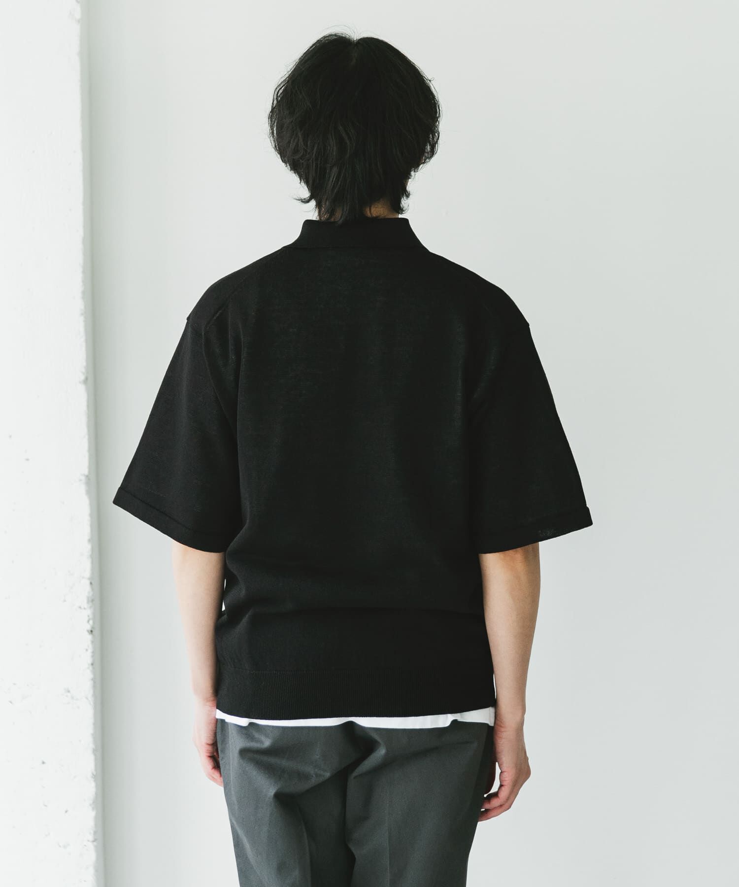 URBAN RESEARCH DOORS「リネン混ハイゲージ スキッパーニットポロシャツ」|ポロシャツ|