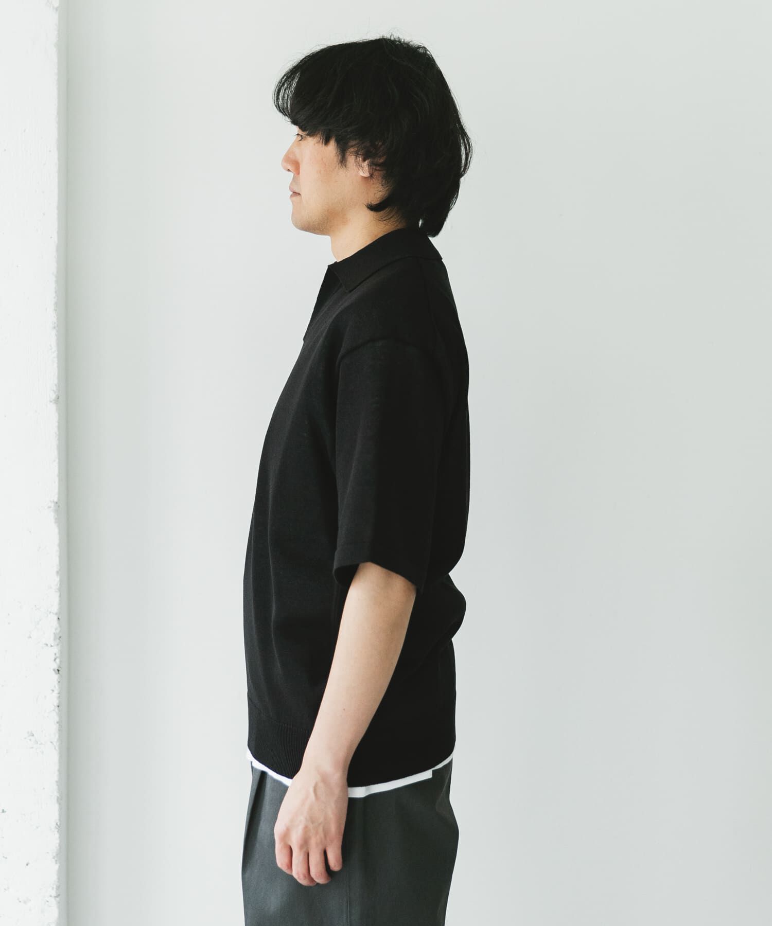 URBAN RESEARCH DOORS「リネン混ハイゲージ スキッパーニットポロシャツ」|ポロシャツ|