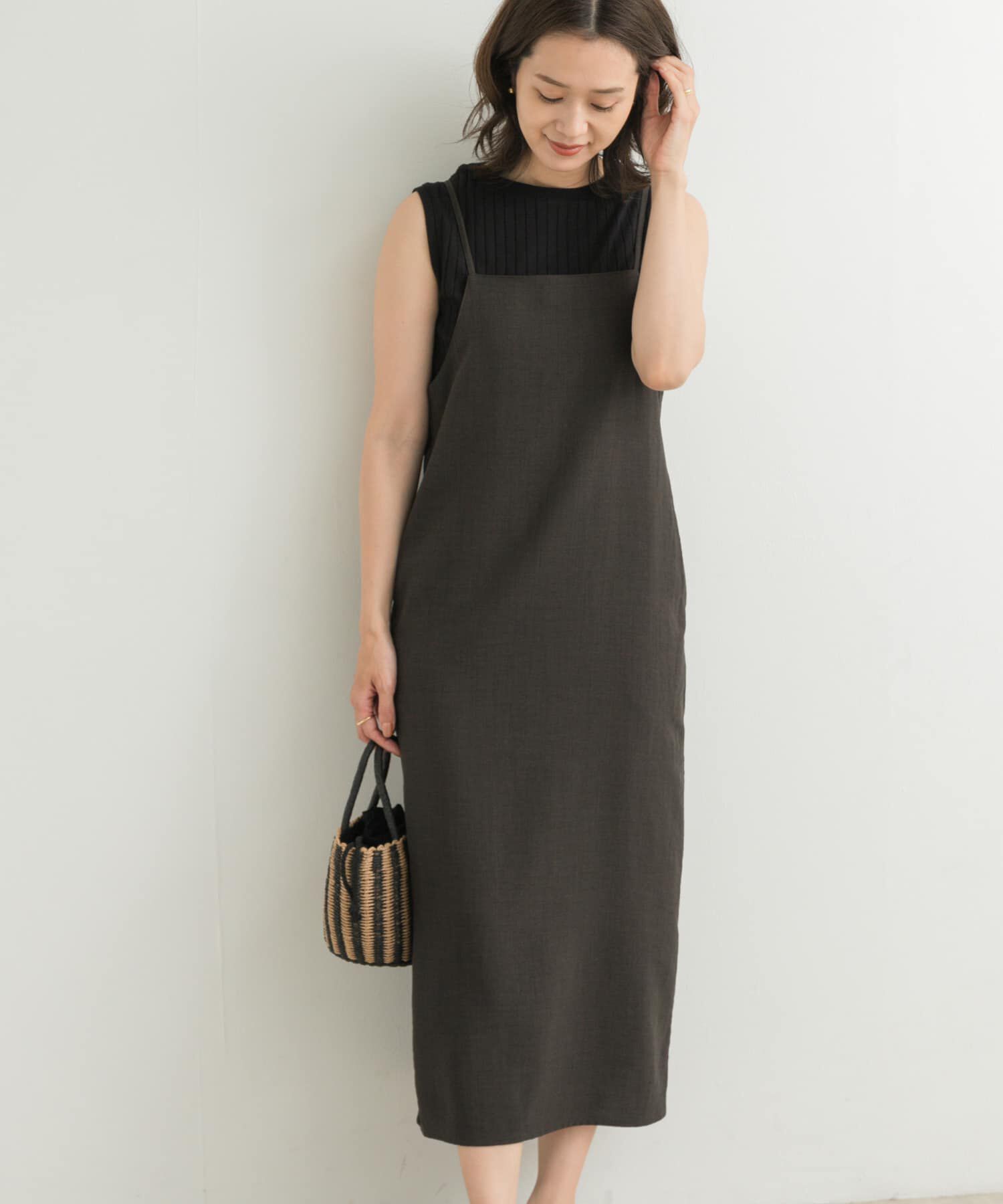 URBAN RESEARCH DOORS「ストレートキャミワンピース」|ワンピース|チャコールグレー
