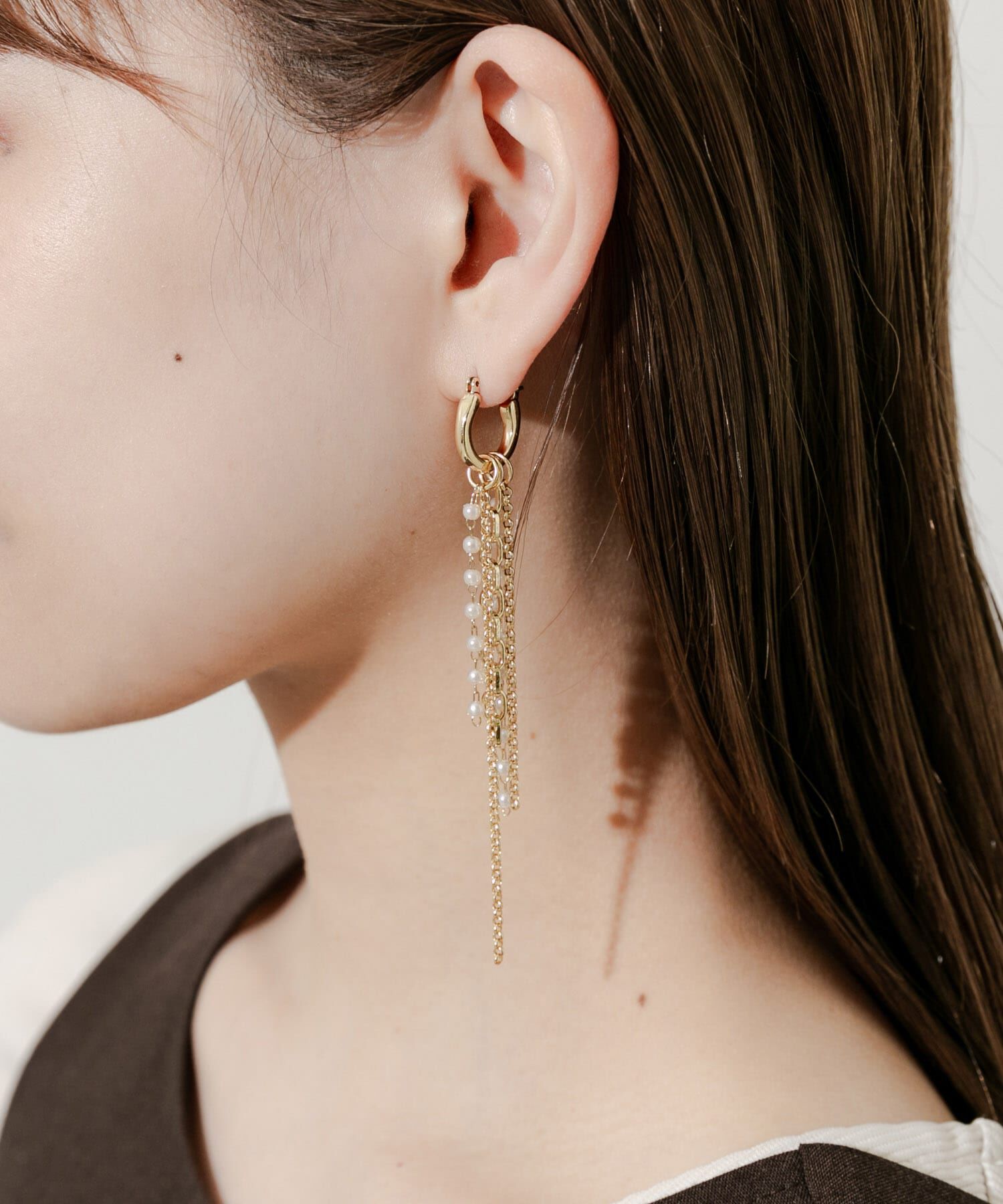 SMELLY「パールチェーンマルチWAYフープピアス」|ピアス|ゴールド