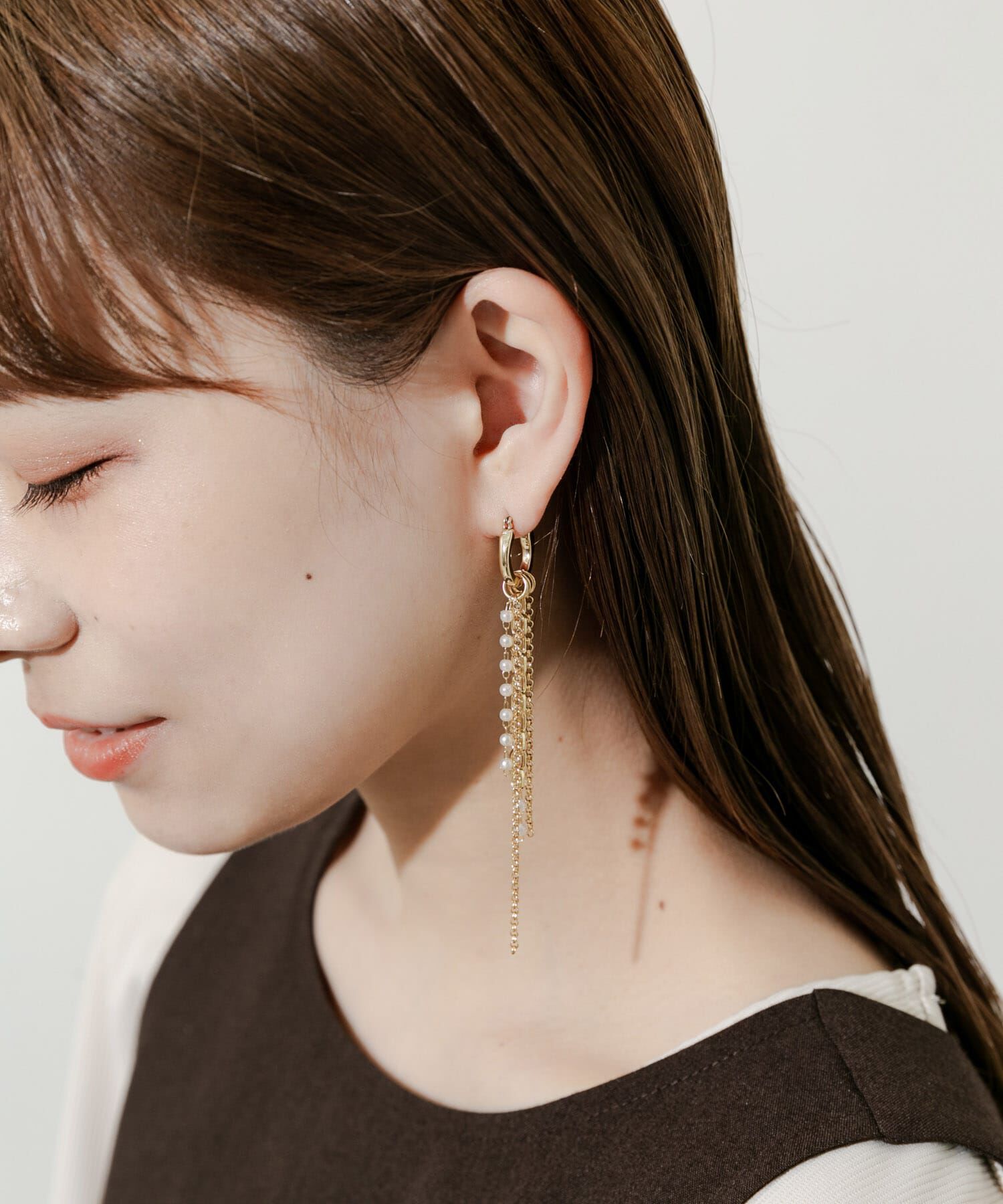 SMELLY「パールチェーンマルチWAYフープピアス」|ピアス|