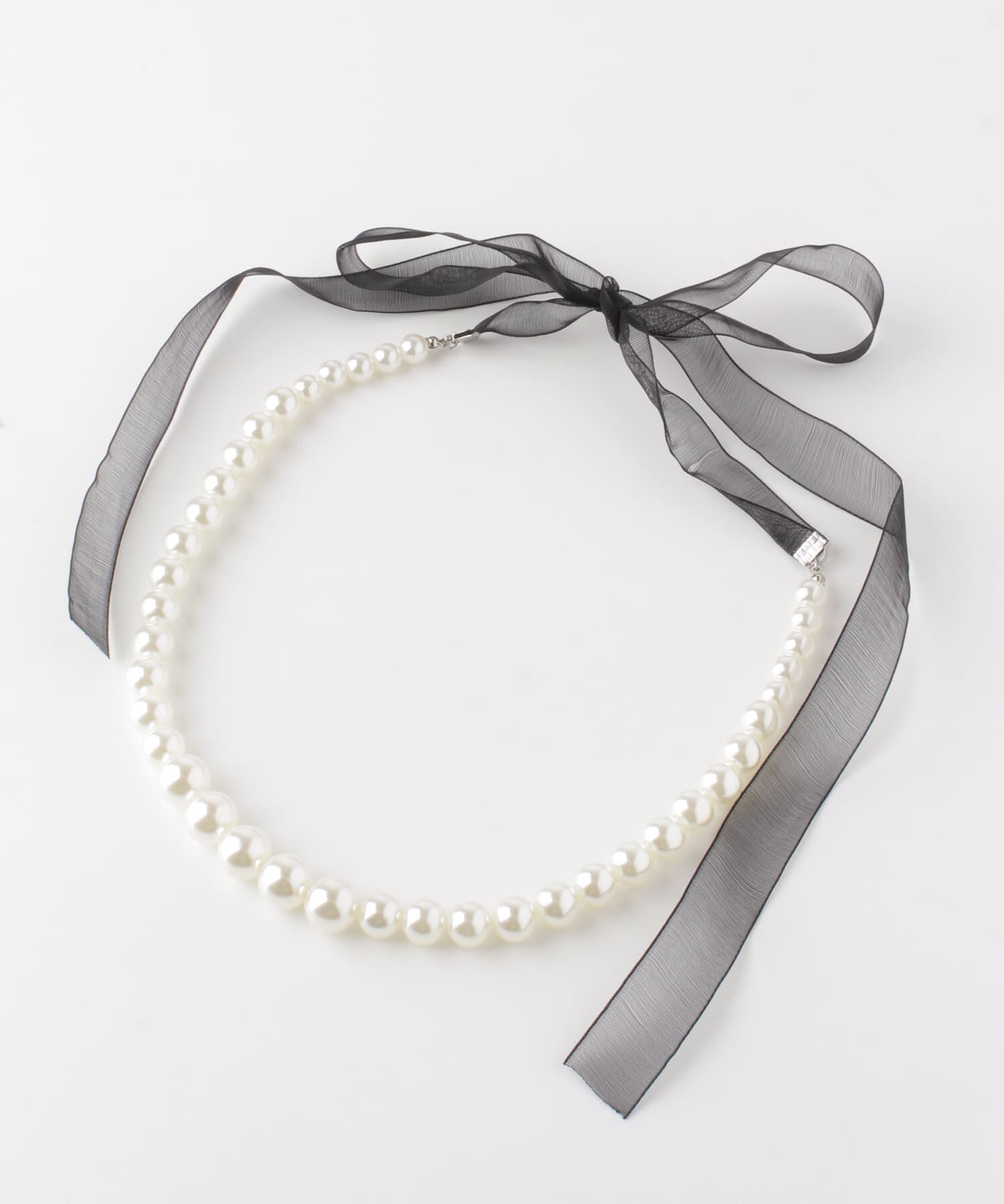 SMELLY「シアーリボンパールネックレス」|ネックレス|