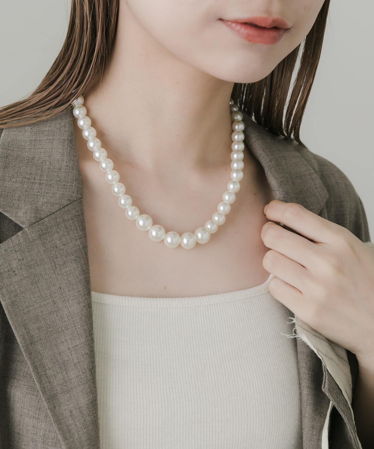 SMELLY「シアーリボンパールネックレス」|ネックレス|