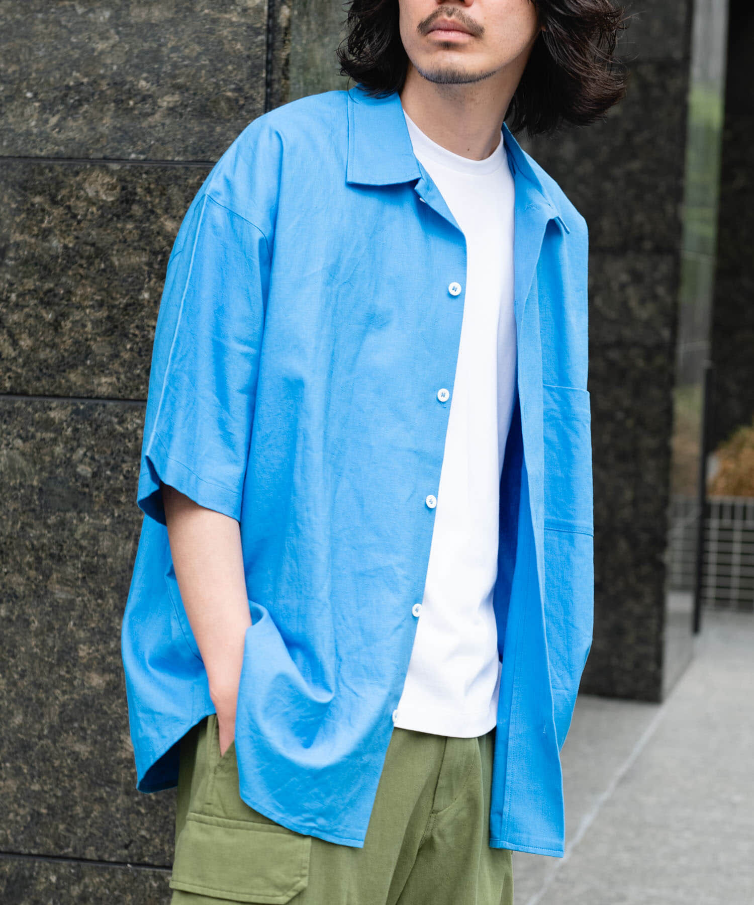 Sonny Label 「ARMY TWILL　Cotton Linen Slab Shirts」|シャツ・ブラウス|ブルー