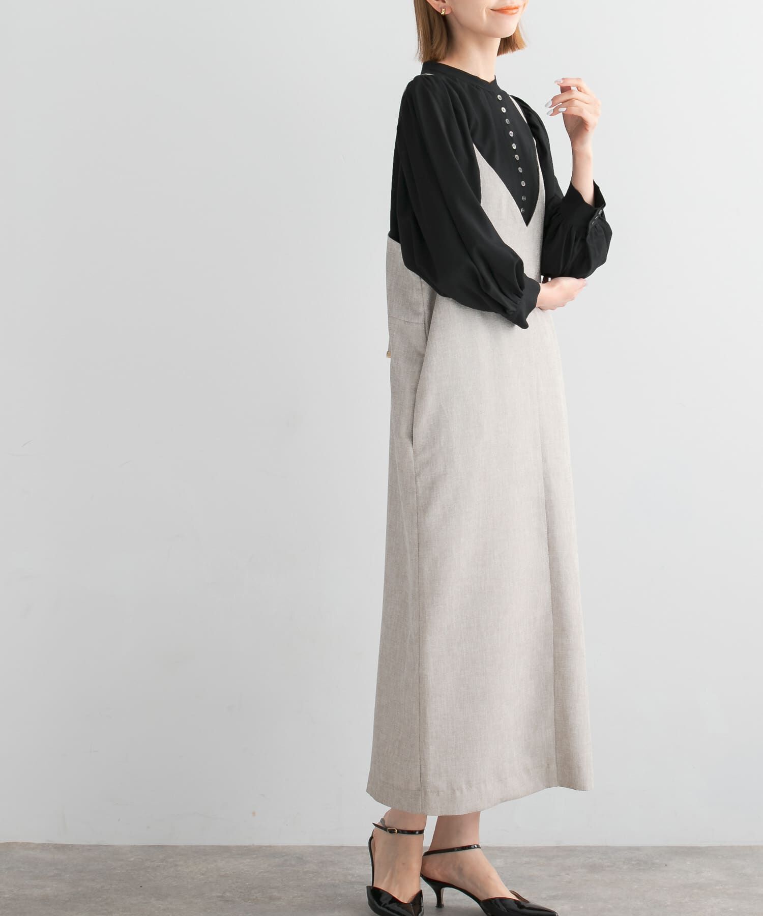 URBAN RESEARCH ROSSO「バックデザインリネンライクキャミワンピース」|ワンピース|