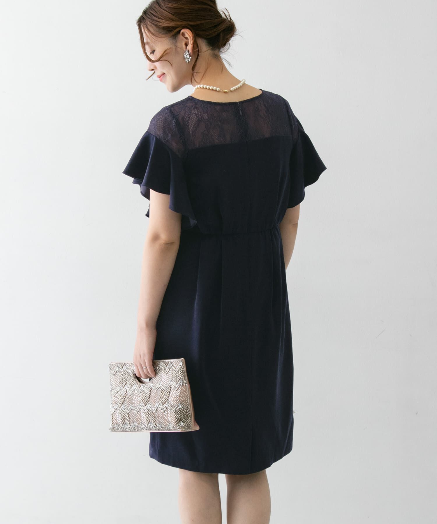 URBAN RESEARCH ROSSO「デコルテレースフリルドレス」|ワンピース|