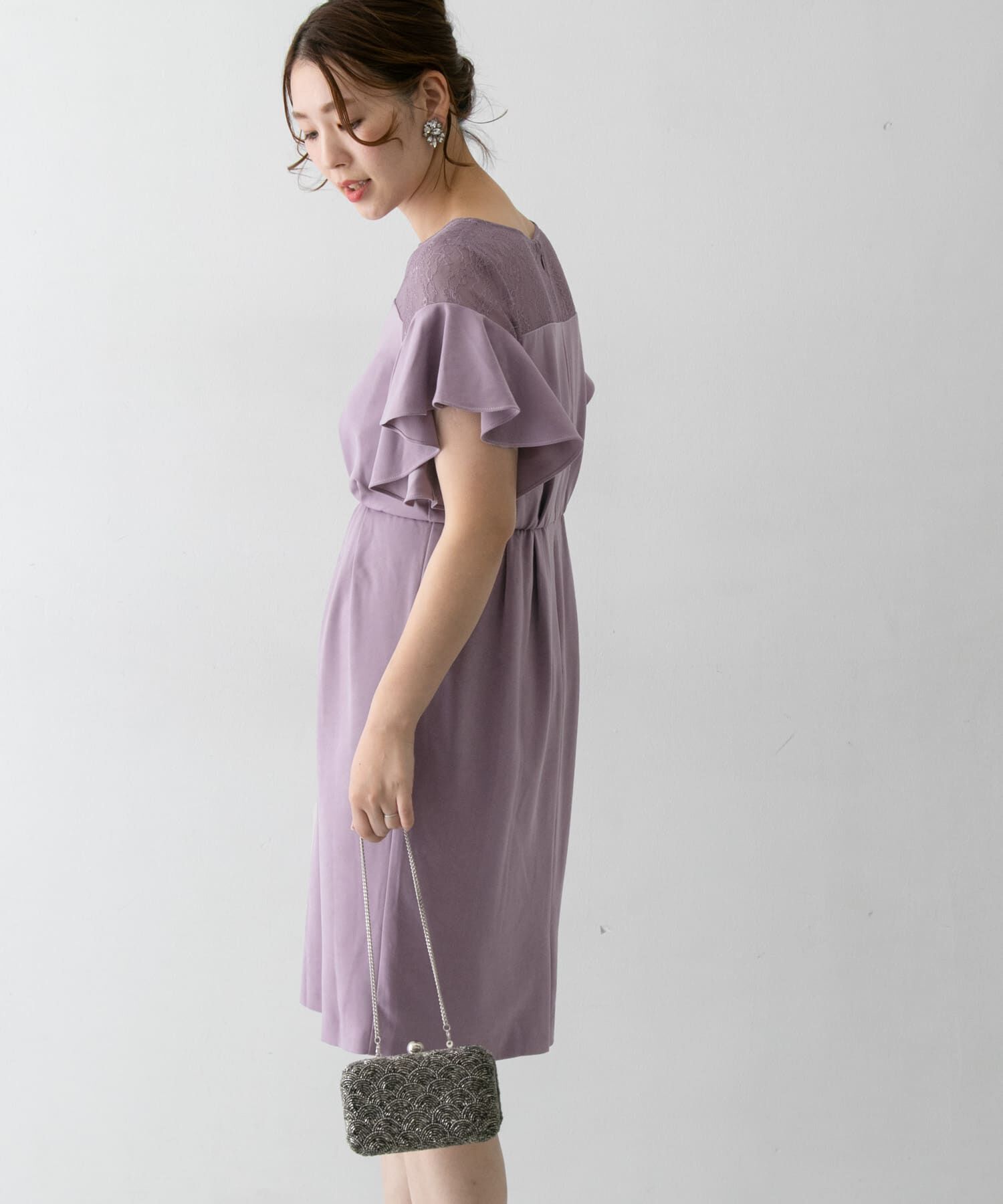 URBAN RESEARCH ROSSO「デコルテレースフリルドレス」|ワンピース|