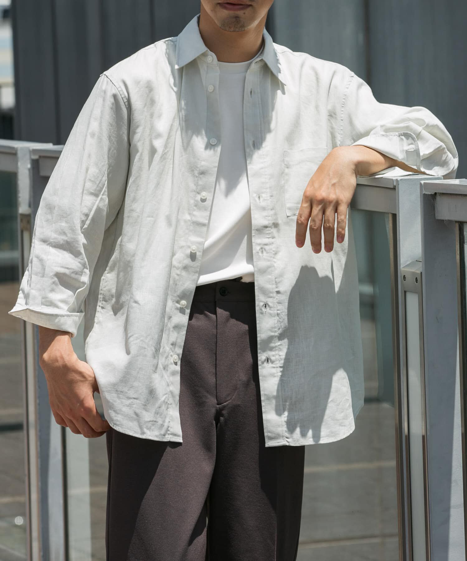 URBAN RESEARCH ROSSO「『XLサイズあり』リラックスコットンリネン7分袖シャツ」|シャツ・ブラウス|