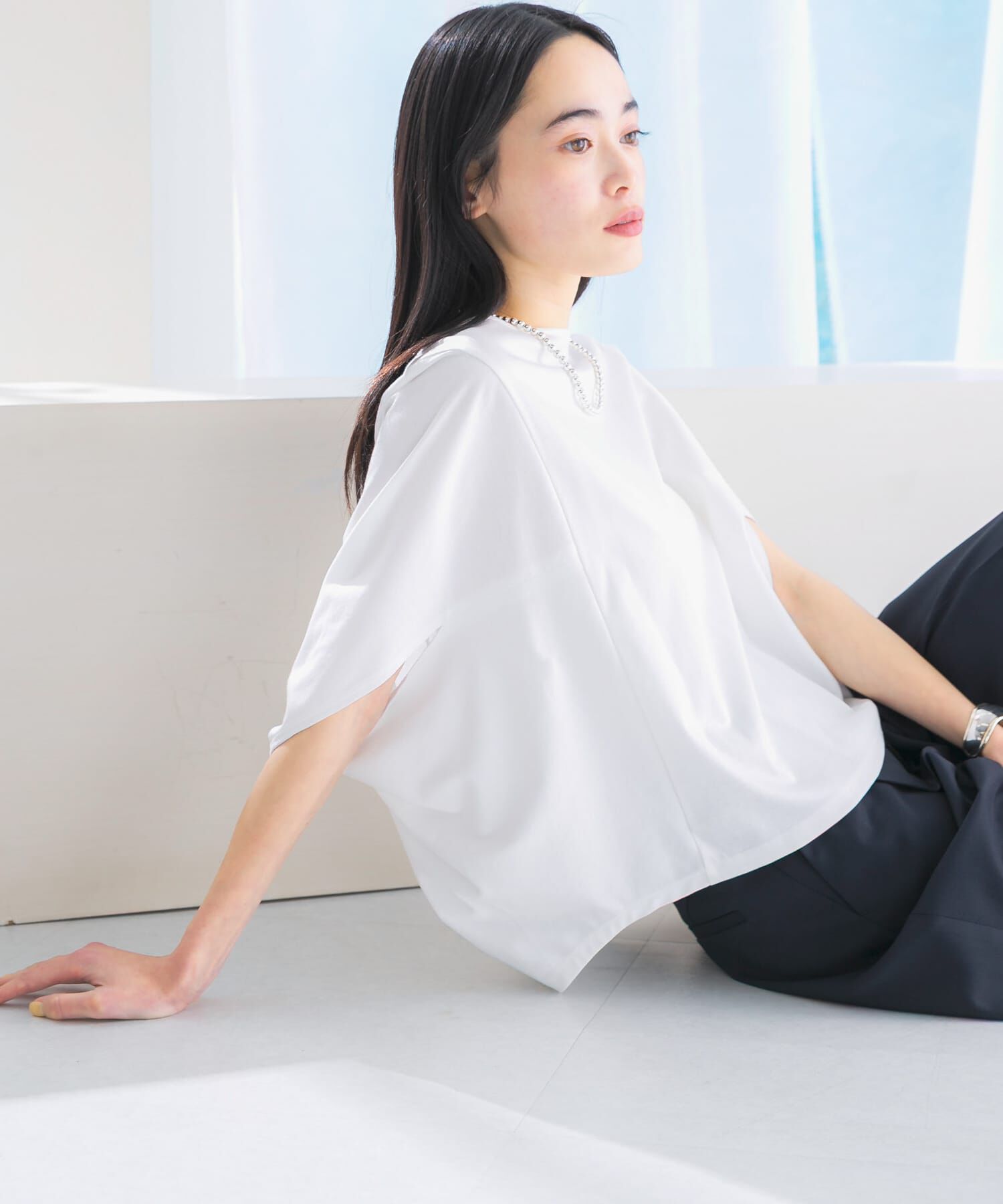 URBAN RESEARCH ROSSO「『一部WEB限定カラー』汗染防止5分袖ドルマンプルオーバー」|Tシャツ・カットソー|