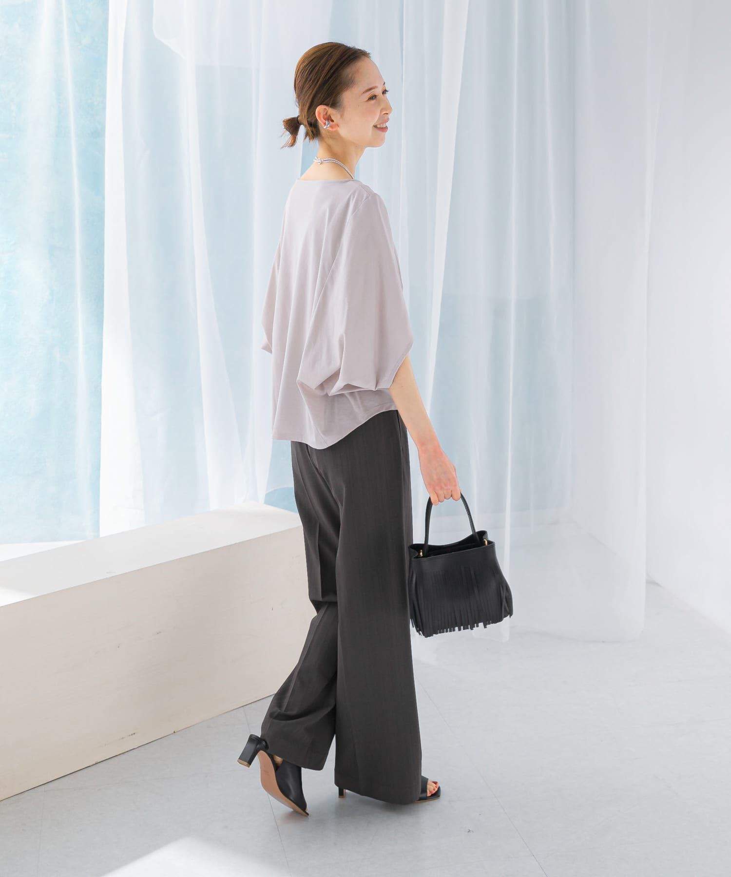 URBAN RESEARCH ROSSO「『一部WEB限定カラー』汗染防止5分袖ドルマンプルオーバー」|Tシャツ・カットソー|