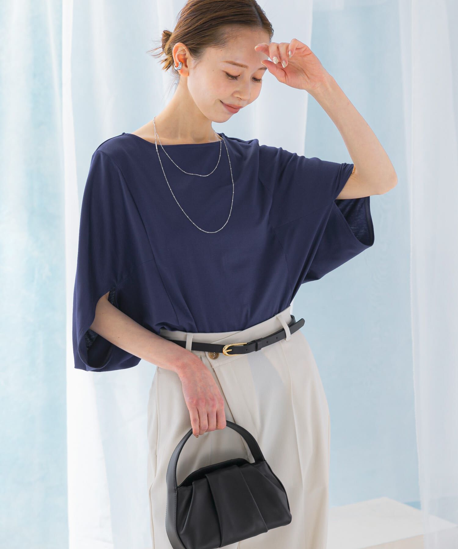 URBAN RESEARCH ROSSO「『一部WEB限定カラー』汗染防止5分袖ドルマンプルオーバー」|Tシャツ・カットソー|