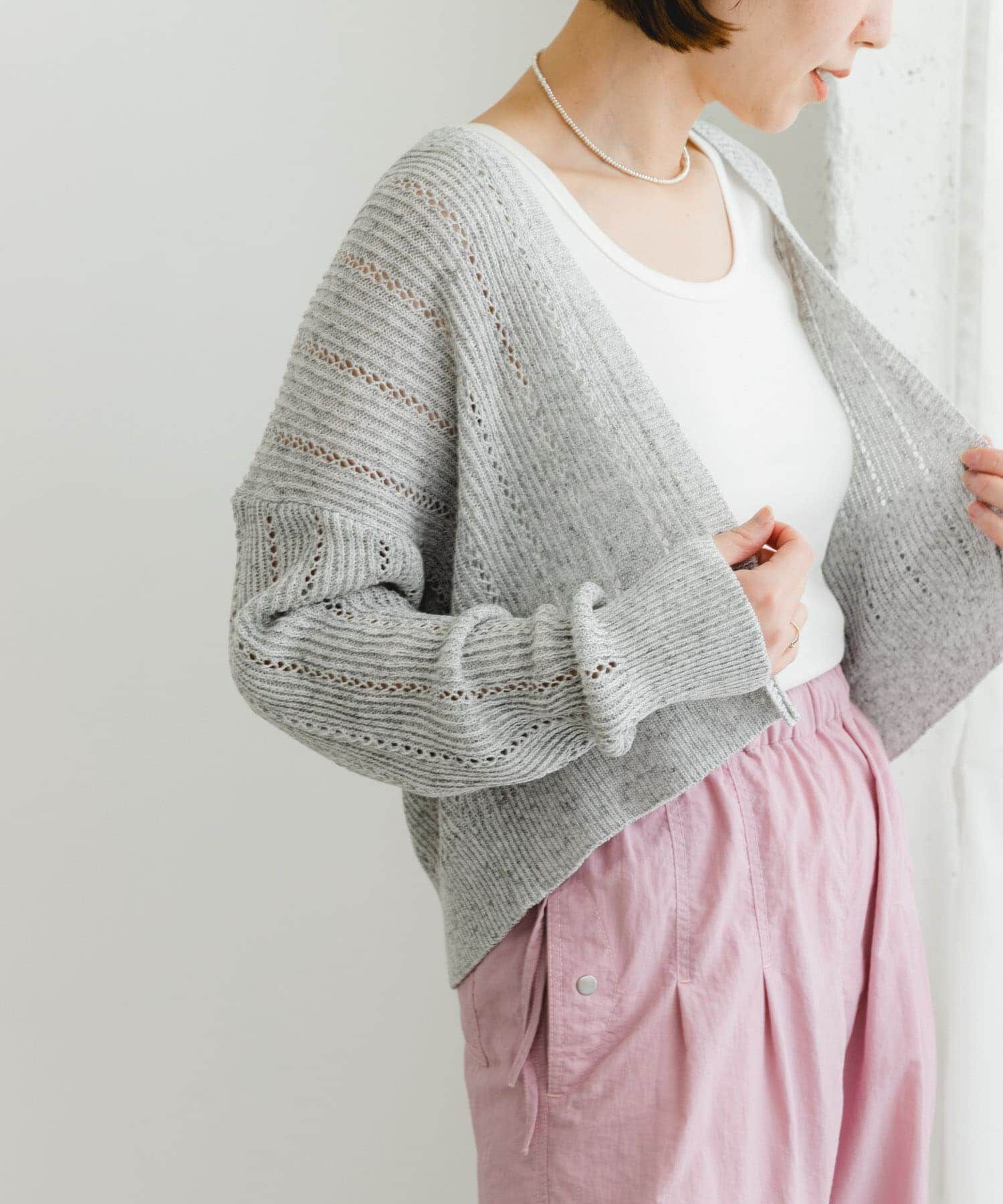 URBAN RESEARCH ROSSO「F by ROSSO　透かし編みショートカーディガン」|カーディガン|