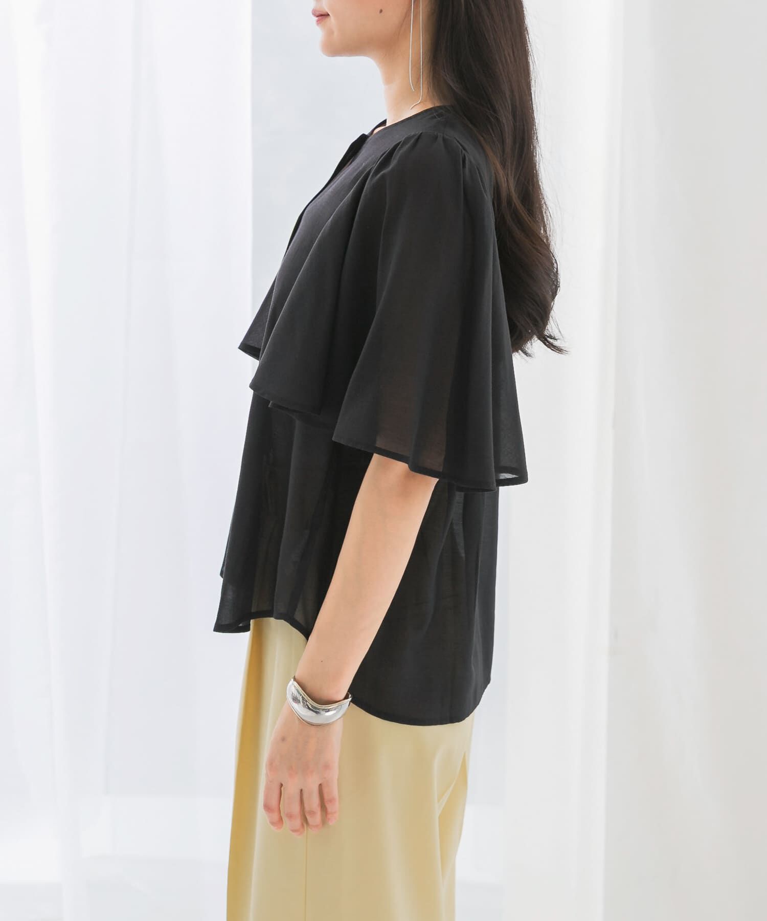 URBAN RESEARCH ROSSO「ウォッシャブルギャザースリーブブラウス」|シャツ・ブラウス|