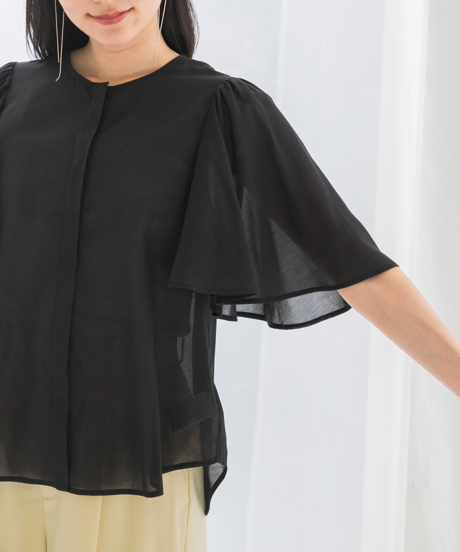 URBAN RESEARCH ROSSO「ウォッシャブルギャザースリーブブラウス」|シャツ・ブラウス|