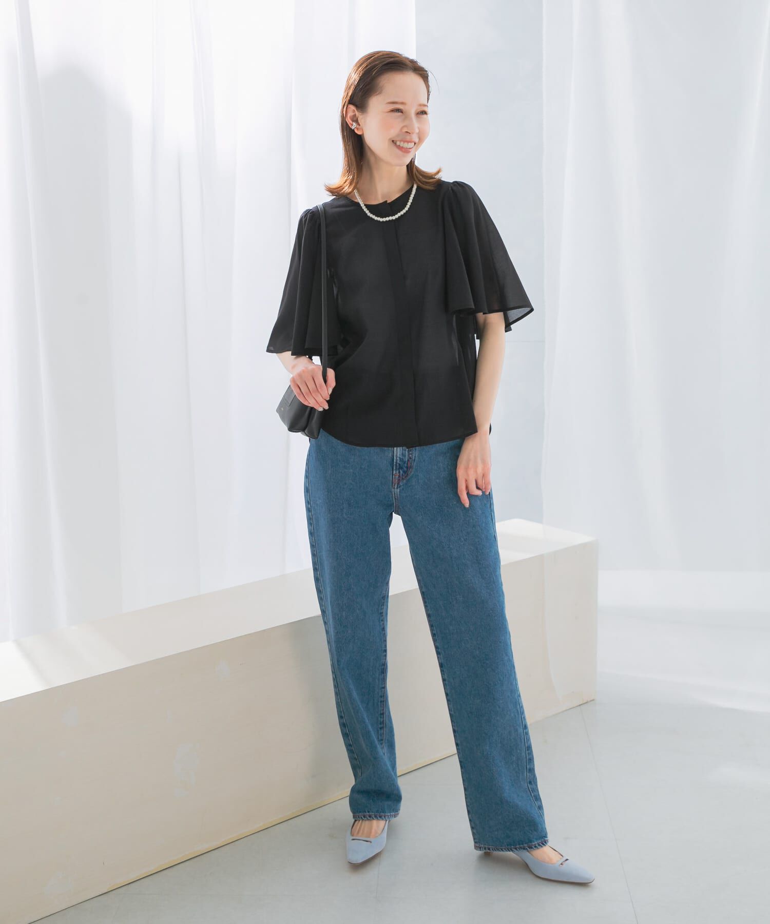 URBAN RESEARCH ROSSO「ウォッシャブルギャザースリーブブラウス」|シャツ・ブラウス|