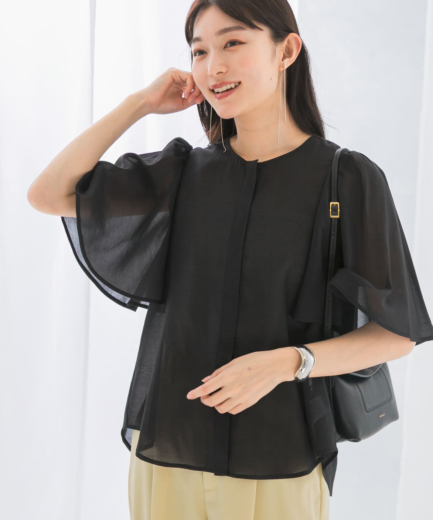 URBAN RESEARCH ROSSO「ウォッシャブルギャザースリーブブラウス」|シャツ・ブラウス|