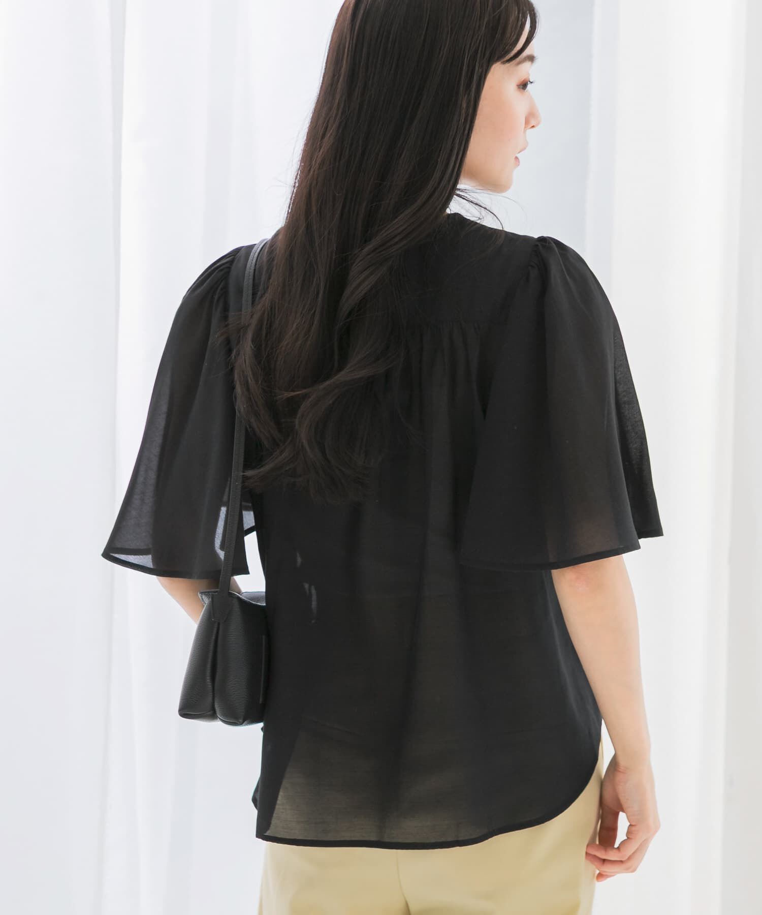 URBAN RESEARCH ROSSO「ウォッシャブルギャザースリーブブラウス」|シャツ・ブラウス|